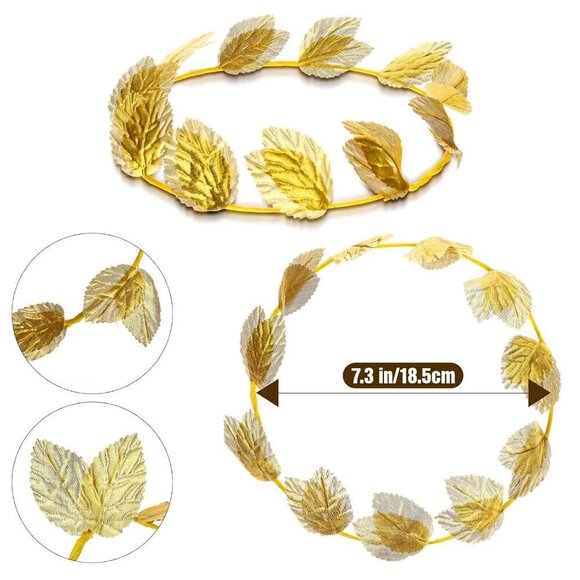 16Pcs Laurel Crown Gold Leaf Roman Head Wreath Greek Style for Weddings main image 6